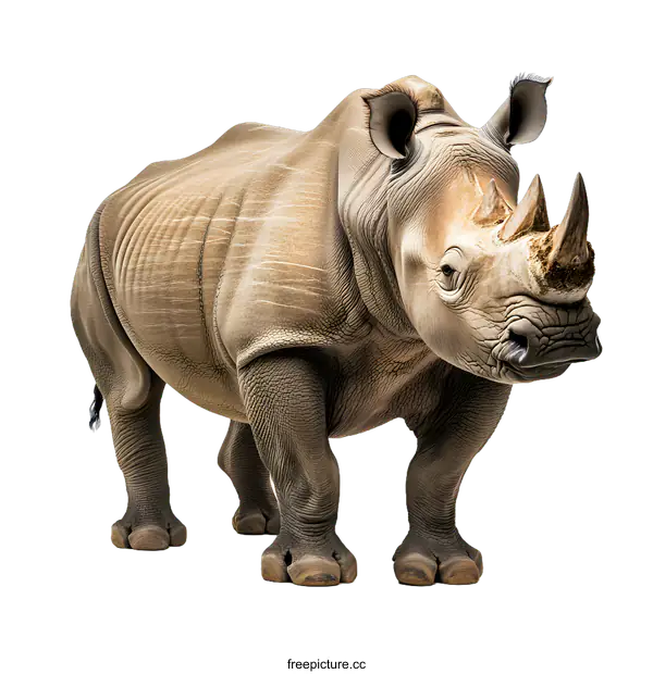 [Transparent Background PNG]White Rhinoceros Standing Against White Background