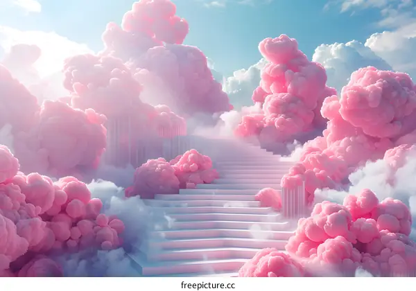 Pink clouds and stairs