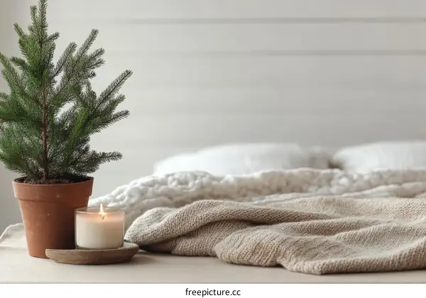 Cozy Christmas Decor on a Bedside Table