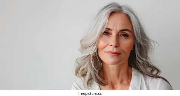 portrait of a beautiful senior woman with gray hair