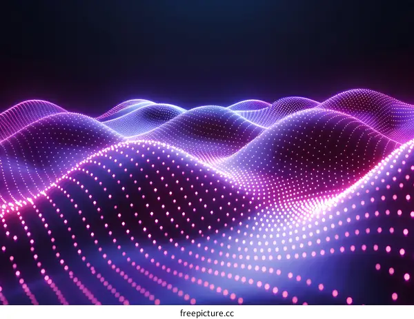 Purple pink neon glowing wave
