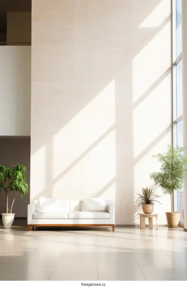 Bright and Airy Lobby with Modern Furniture