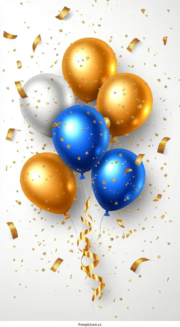 Celebration Balloons and Confetti Background