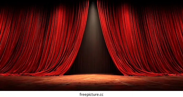 Red Theatre Curtains with Stage Lighting