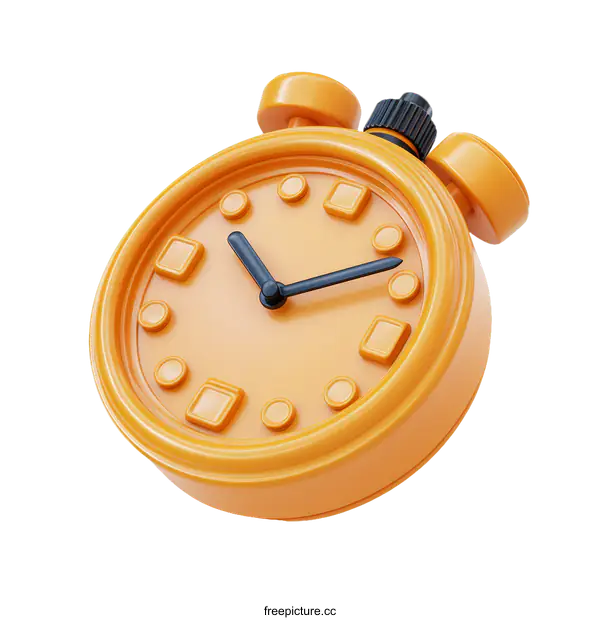 [Transparent Background PNG]Orange Modern Alarm Clock Illustration