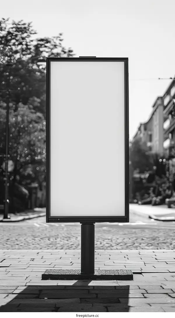 Blank advertising billboard on a city street