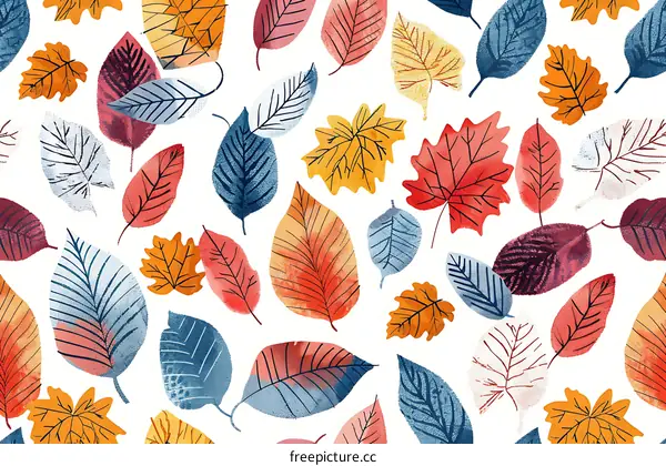 Watercolor Seamless Pattern Autumn Leaves