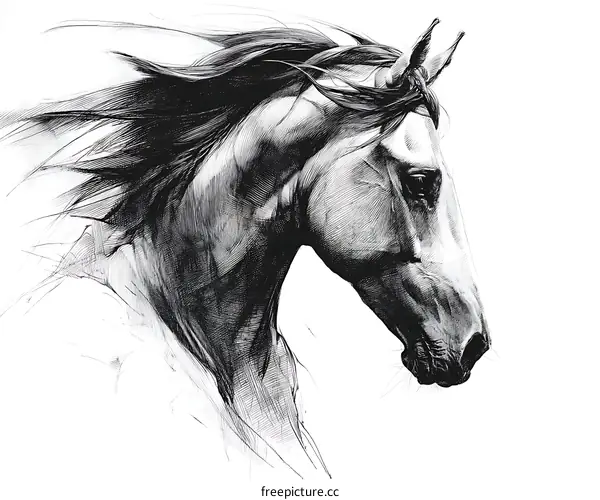 Dynamic Horse Portrait Drawing