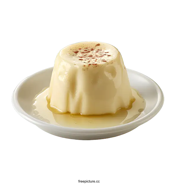 [Transparent Background PNG]Creamy custard dessert with honey