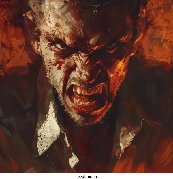 Portrait of a man with a beard and a scar on his face