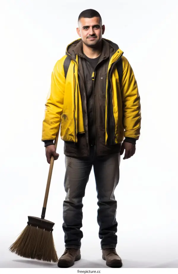 portrait of a man with a broom