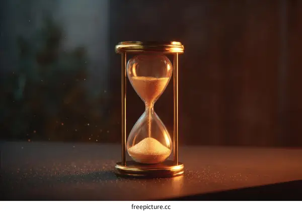 Golden Hourglass on Dark Background
