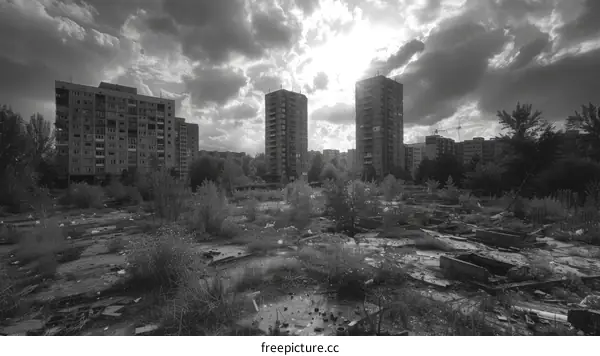 Derelict Eastern European Apartment Buildings in Monochrome