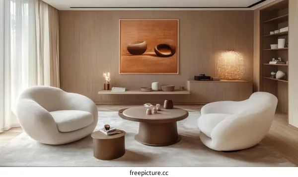 Modern Living Room Interior Design Featuring Creamy Sofa