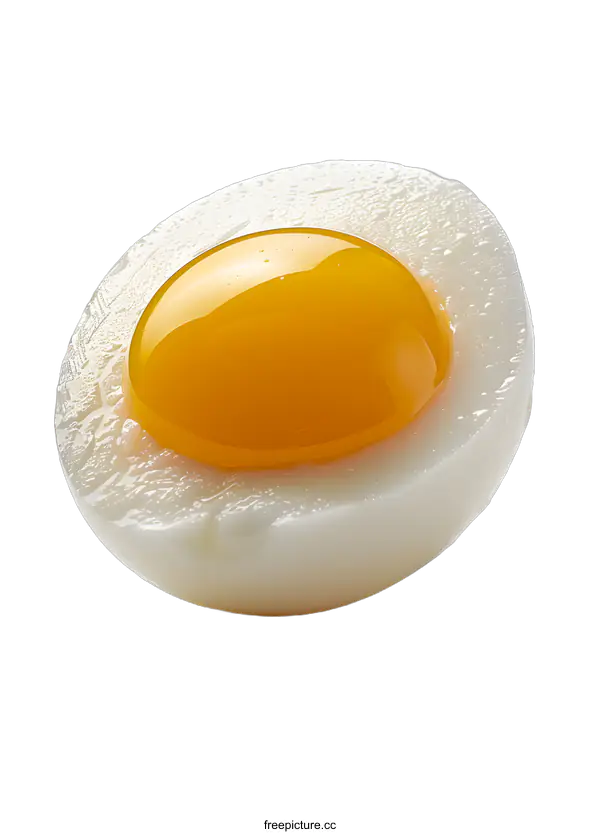 [Transparent Background PNG]Half a boiled egg on a white background