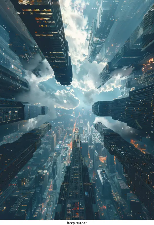 Futuristic Aerial View of a Metropolis