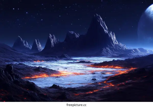 Alien Landscape Under a Starry Night