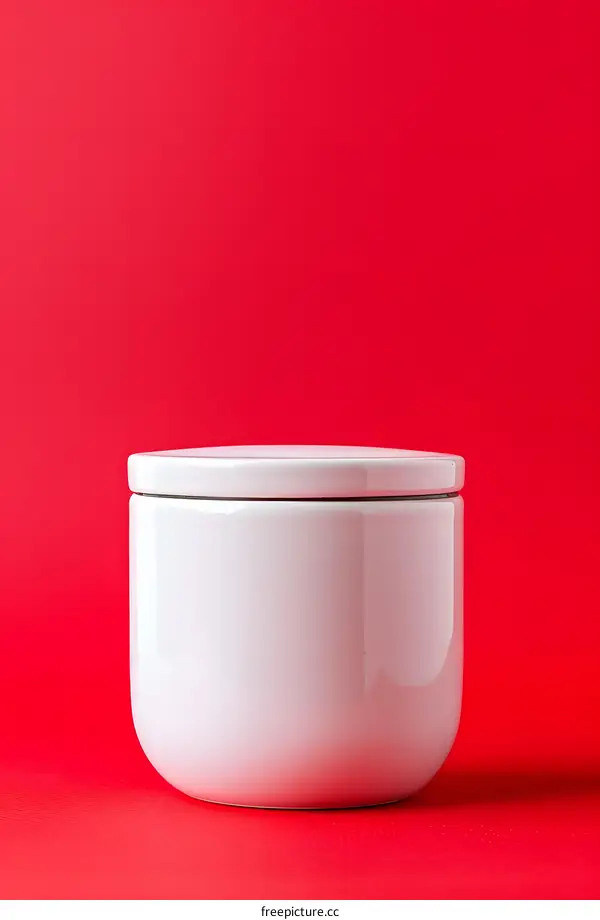 White Ceramic Jar on Red Background