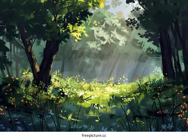 Sunbeams Through the Forest