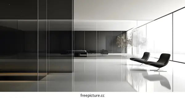 Minimalist Interior Design with Black and White Glass Walls