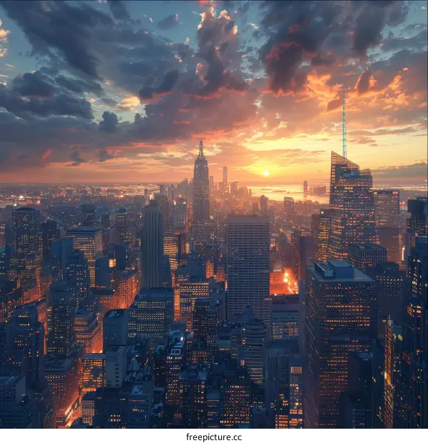 New York City Skyline at Sunset