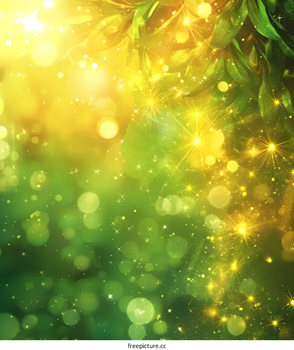 Green leaves and golden light