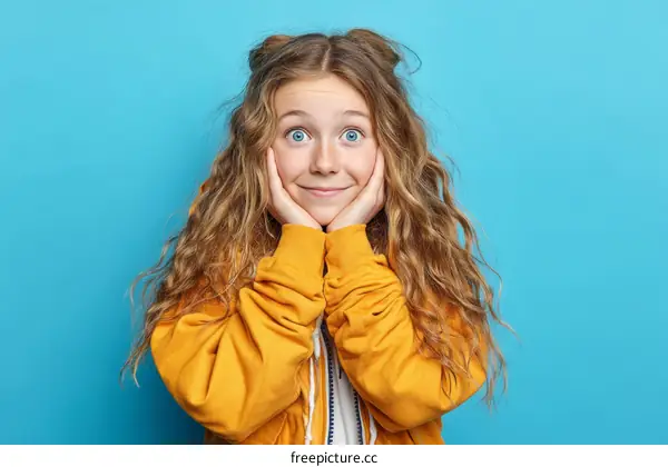 Excited Caucasian Girl Portrait