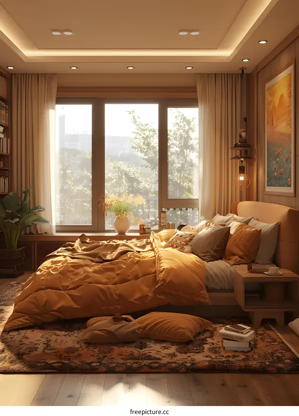 Cozy bedroom in IKEA style