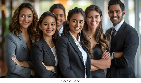 A group of business professionals posing for a photo