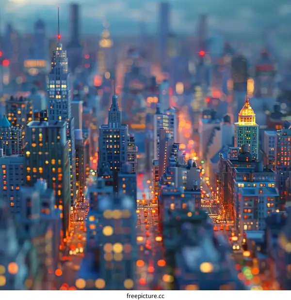 Cityscape Night View with Bokeh Effect