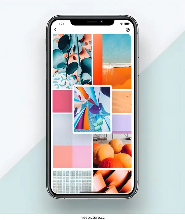 Colorful Abstract Photo Collage on Smartphone Screen