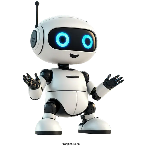 [Transparent Background PNG]Friendly Robot Illustration with Open Arms