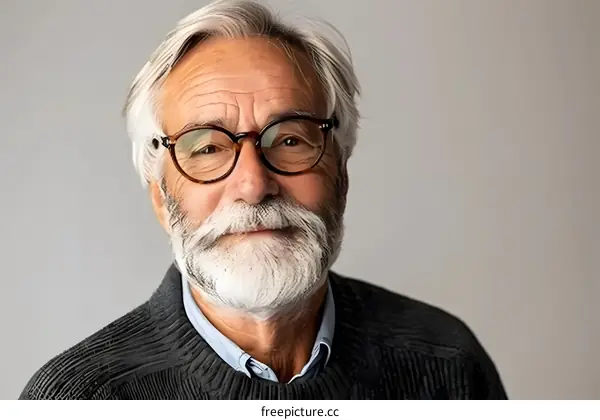portrait of a smiling old man with glasses