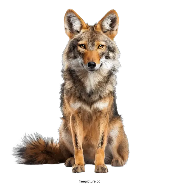 [Transparent Background PNG]A coyote sits on a white background
