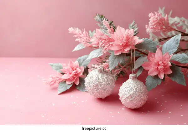 Pink Festive Decoration with Silver Ornaments