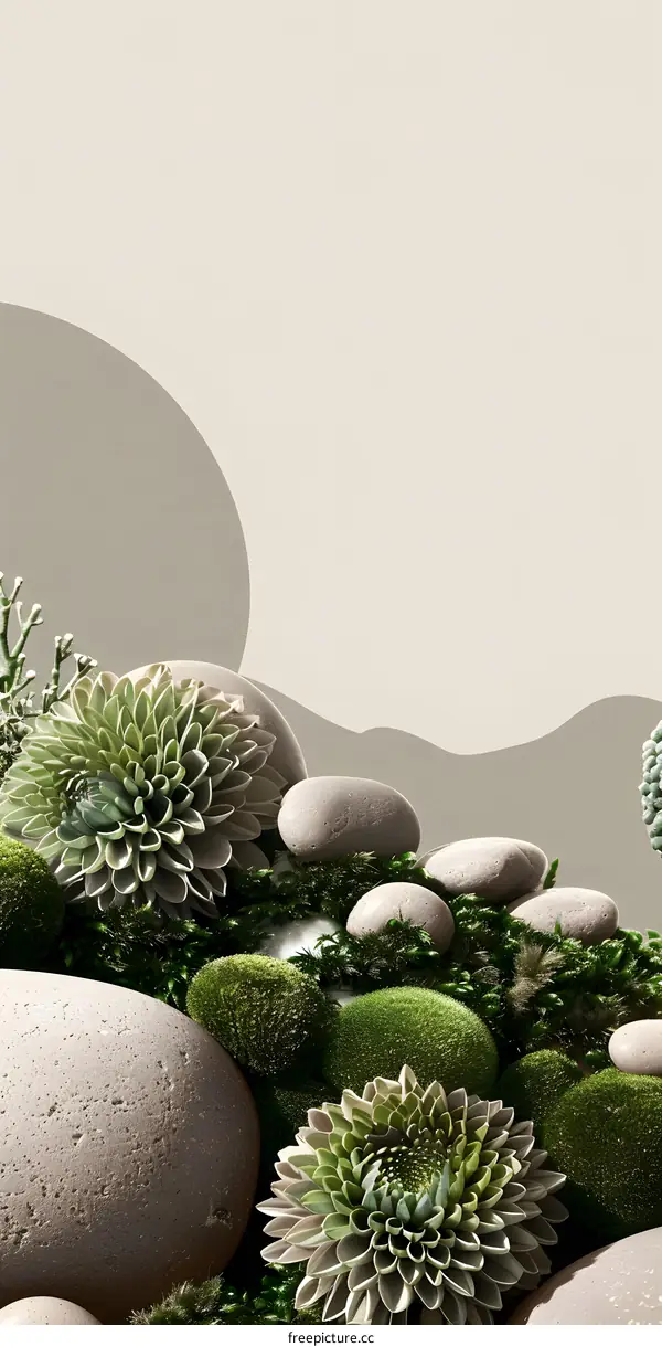 Green and Grey Abstract Floral Minimalist Background