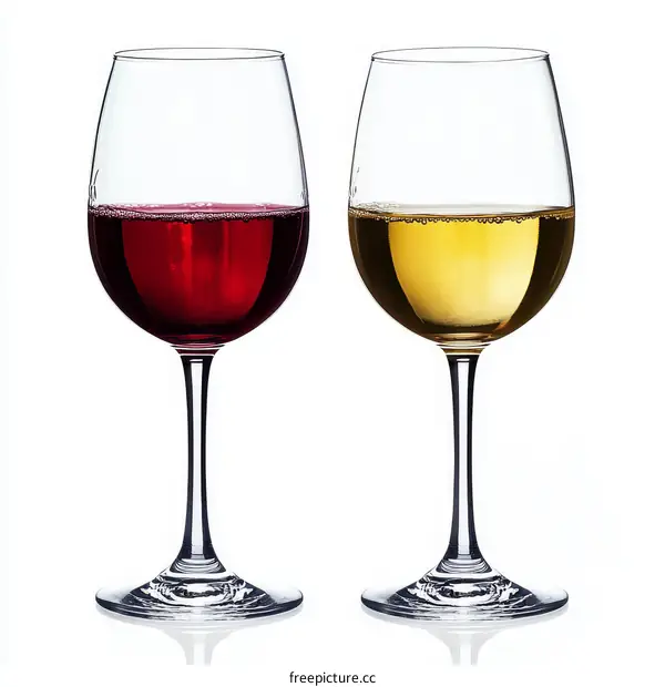 Red Wine and White Wine Glasses