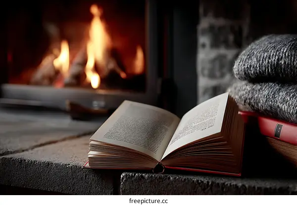 Cozy Winter Reading by the Fireplace