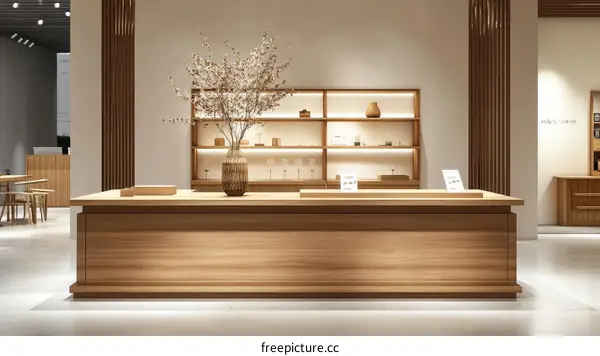 Modern Minimalist Wooden Retail Counter Interior Design