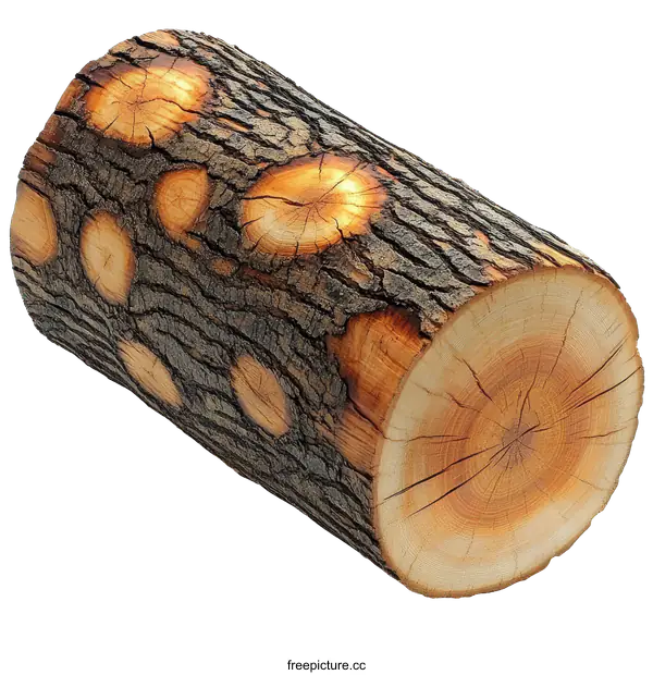 [Transparent Background PNG]Close-up View of a Rustic Wooden Log