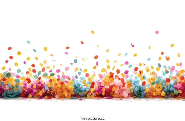 Colorful Confetti Falling on a White Background