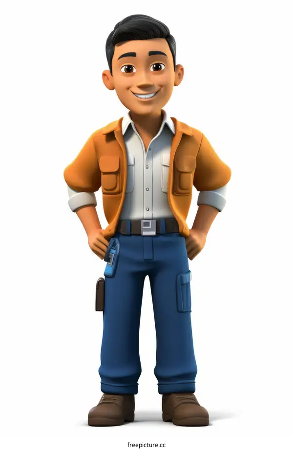 An illustration of a construction worker wearing a hard hat and holding a blueprint