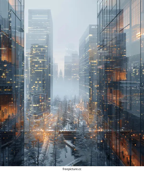 Urban Landscape with Smog and Reflections