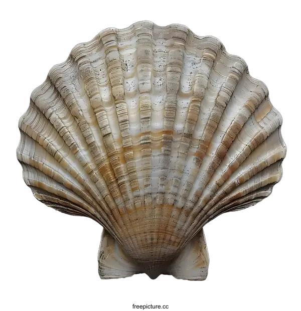 [Transparent Background PNG]Large Scallop Shell on Gray Background