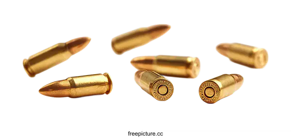 [Transparent Background PNG]Golden Ammunition Bullets on White Background