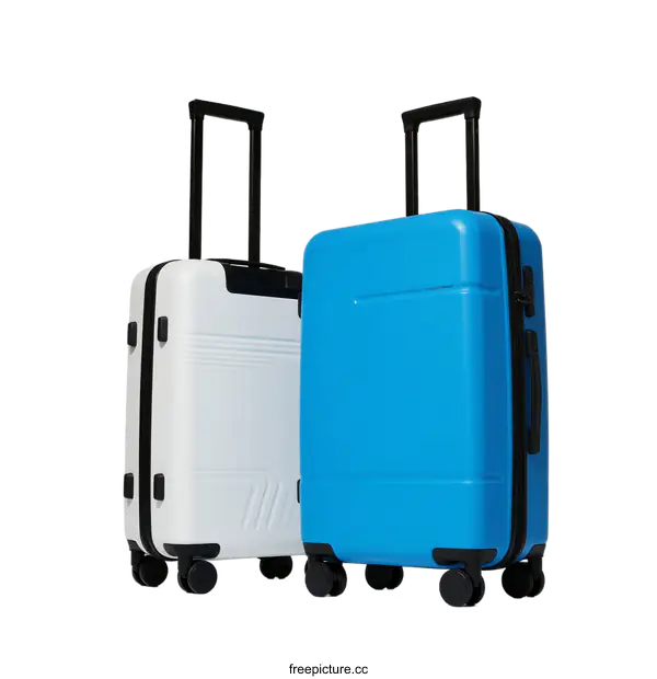 [Transparent Background PNG]Two modern suitcases with telescopic handles and wheels