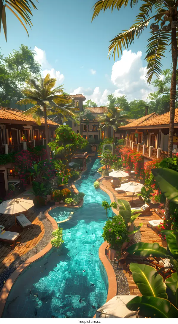 Tropical luxury resort with pool