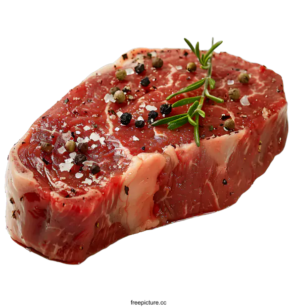 [Transparent Background PNG]Raw beef steak seasoned with salt and pepper