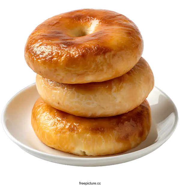 [Transparent Background PNG]Stack of baked buns on white plate