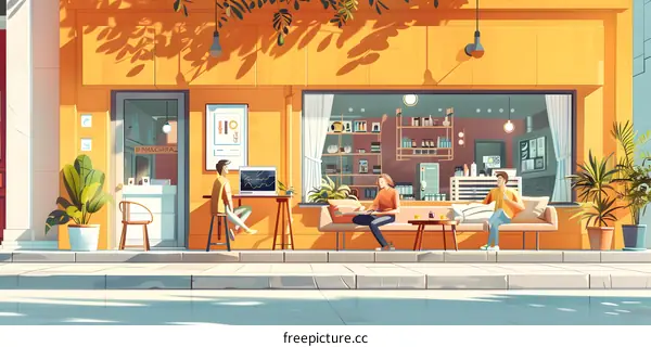 A sunny day outside a cafe